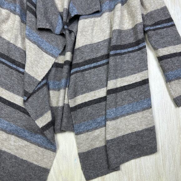 II Two Sisters Striped Waterfall Draped Lagenlook Open Cardigan Sweater Large - Picture 5 of 14